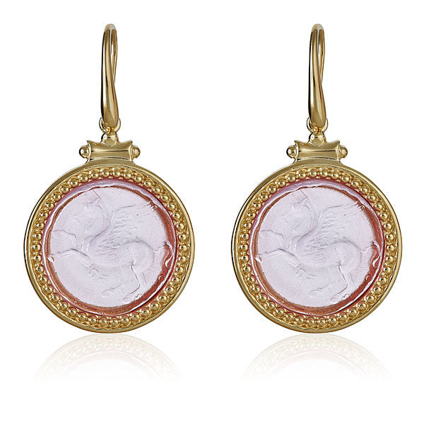 Light Pink Intaglio Pegasus Earrings