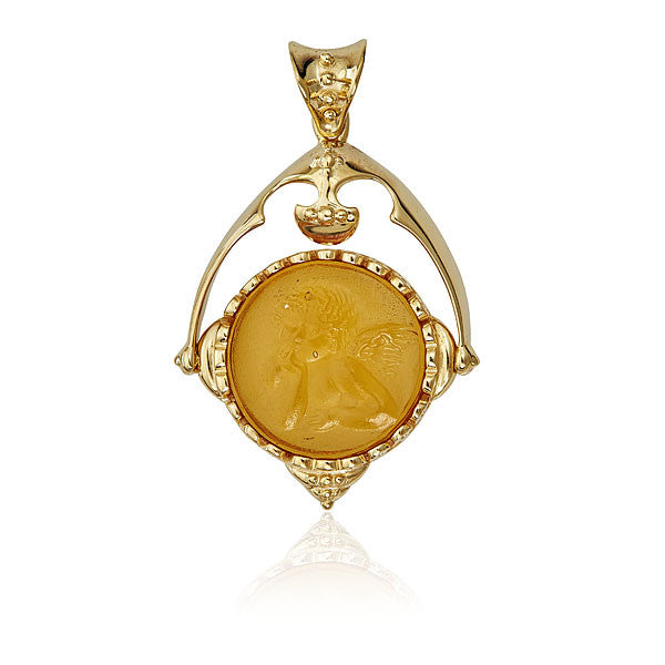 Yellow Intaglio Cupid Pendant