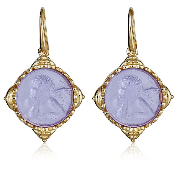 Lilac Intaglio Cupid Earrings