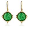 Dark Green Intaglio Cupid Earrings